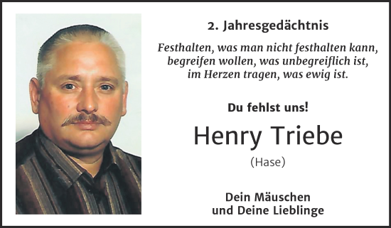 Traueranzeige von Henry Triebe von Trauerkombi Weißenfels