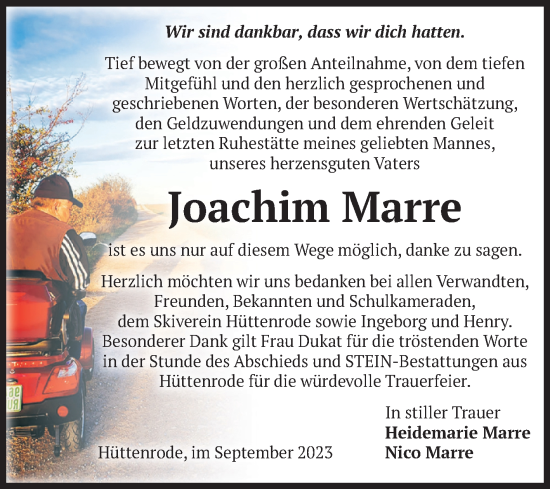 Traueranzeige von Joachim Marre von Volksstimme Wernigerode