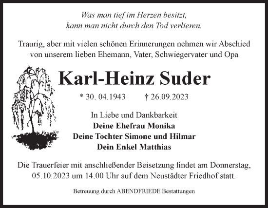 Traueranzeige von Karl-Heinz Suder von Volksstimme Magdeburg