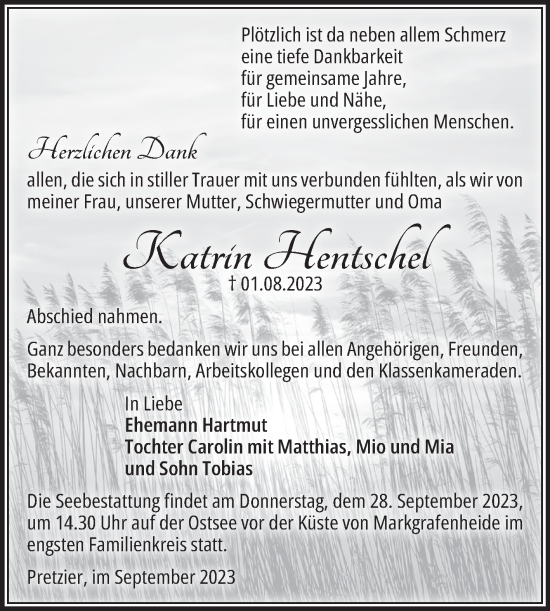 Traueranzeige von Katrin Hentschel von Volksstimme Altmark West