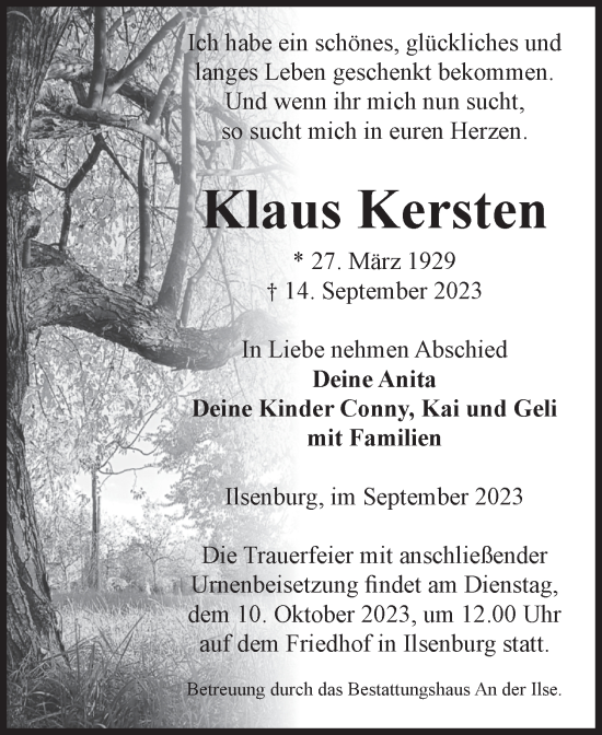 Traueranzeige von Klaus Kersten von Volksstimme Wernigerode