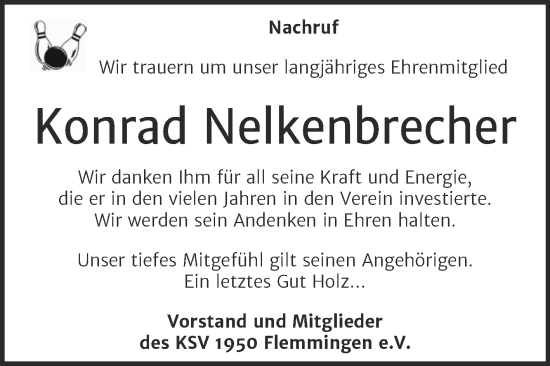 Traueranzeige von Konrad Nelkenbrecher von Naumburger Tageblatt