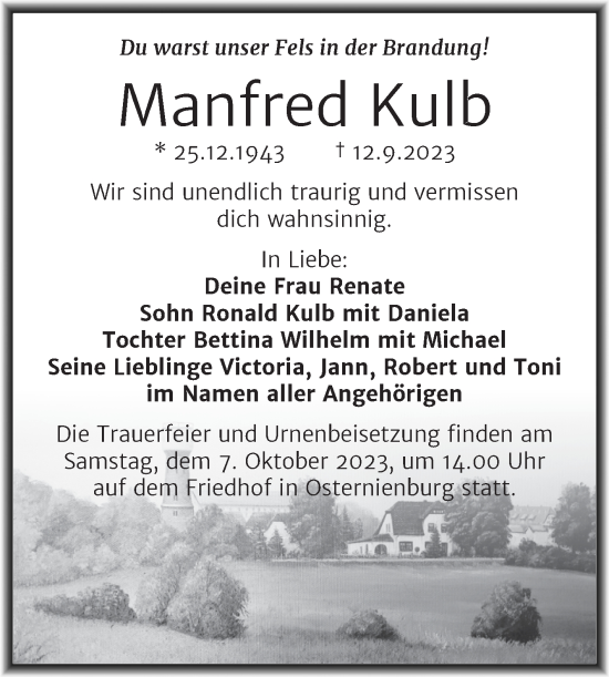 Traueranzeige von Manfred Kulb von Trauerkombi Köthen