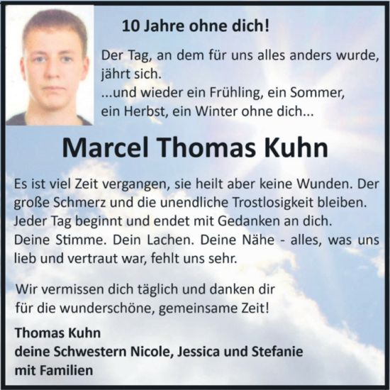 Traueranzeige von Marcel Thomas Kuhn von Volksstimme Halberstadt