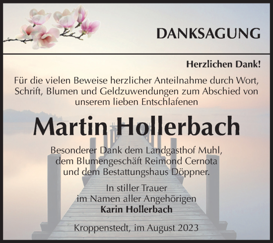 Traueranzeige von Martin Hollerbach von Volksstimme Oschersleben/Wanzleben