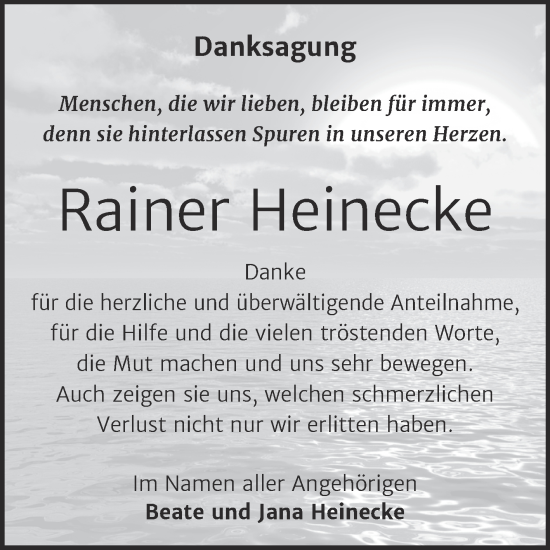 Traueranzeige von Rainer Heinecke von Trauerkombi Bernburg
