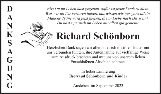 Traueranzeige von Richard Schönborn von Volksstimme Oschersleben/Wanzleben