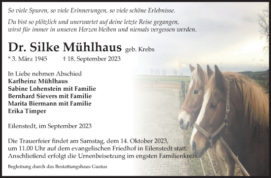 Traueranzeige von Silke Mühlhaus von Volksstimme Halberstadt