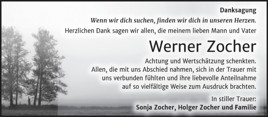 Traueranzeige von Werner Zocher von Trauerkombi Wittenberg
