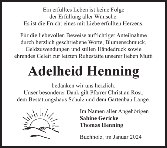 Traueranzeige von Adelheid Henning von Volksstimme Altmark Ost