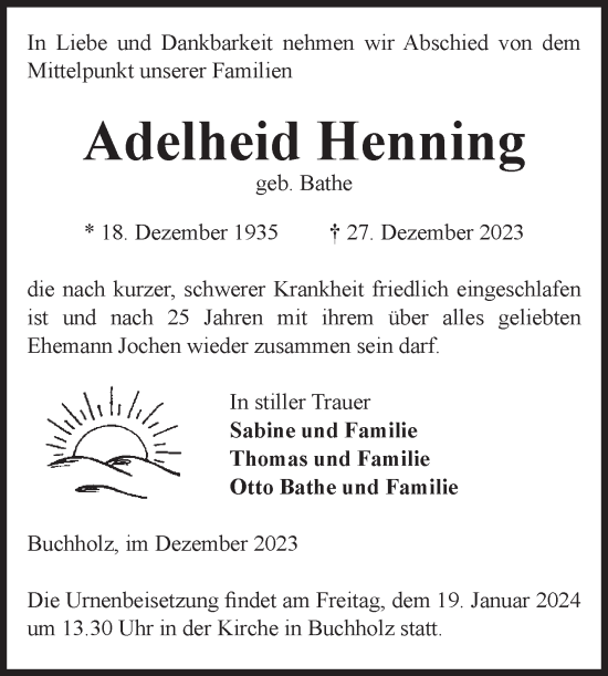 Traueranzeige von Adelheid Henning von Volksstimme Altmark Ost