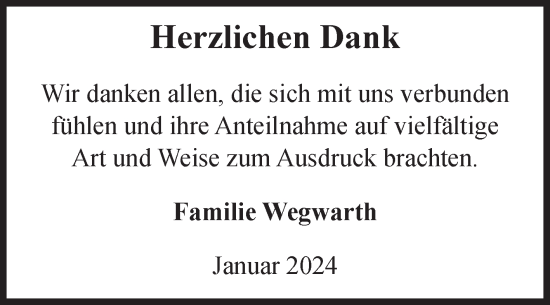 Traueranzeige von Danksagung  von Volksstimme Altmark West