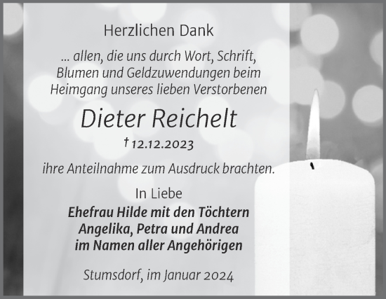 Traueranzeige von Dieter Reichelt von Trauerkombi Bitterfeld