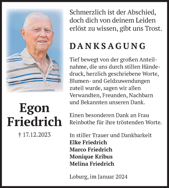 Traueranzeige von Egon Friedrich von Volksstimme Zerbst