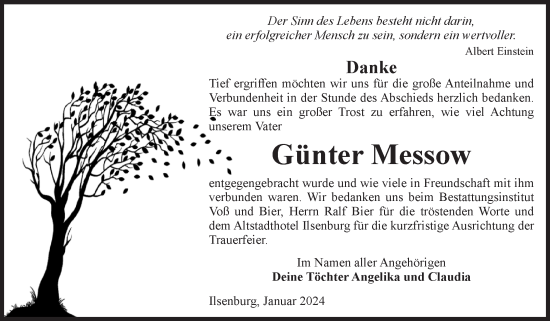 Traueranzeige von Günter Messow von Volksstimme Wernigerode