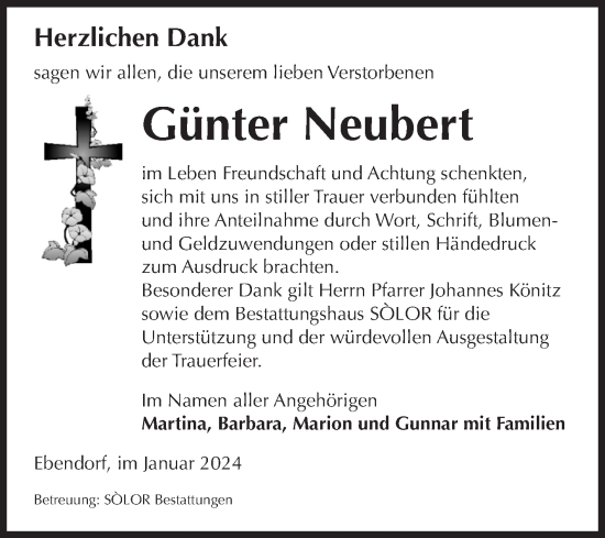 Traueranzeige von Günter Neubert von Volksstimme Magdeburg
