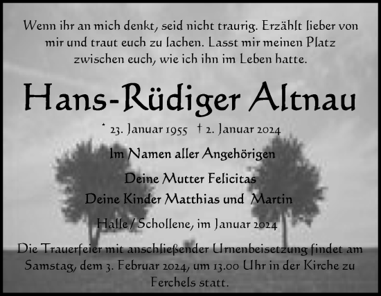 Traueranzeige von Hans-Rüdiger Atnau von Mitteldeutsche Zeitung Halle/Saalkreis