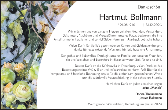 Traueranzeige von Hartmut Bollmann von Volksstimme Halberstadt