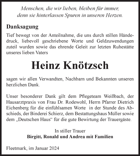 Traueranzeige von Heinz Knötzsch von Volksstimme Altmark West