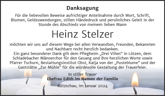 Traueranzeige von Heinz Stelzer von Super Sonntag Merseburg/Querfurt