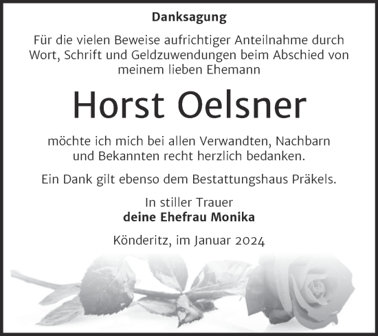 Traueranzeige von Horst Oelsner von Trauerkombi Zeitz