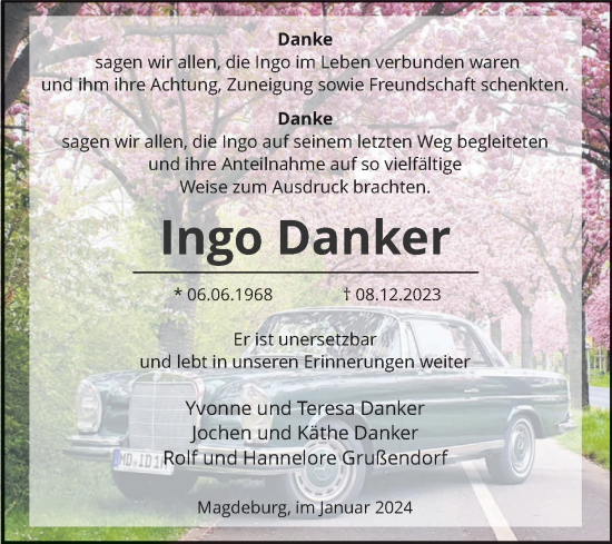 Traueranzeige von Ingo Danker von Volksstimme Magdeburg