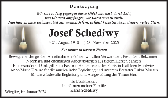 Traueranzeige von Josef Schediwy von Volksstimme Haldensleben/Wolmirstedt