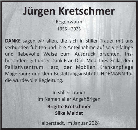 Traueranzeige von Jürgen Kretschmer von Volksstimme Wernigerode
