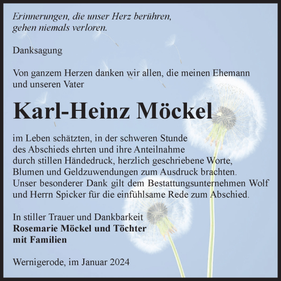 Traueranzeige von Karl-Heinz Möckel von Volksstimme Wernigerode