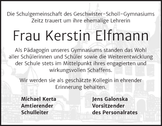 Traueranzeige von Kerstin Elfmann von Trauerkombi Zeitz