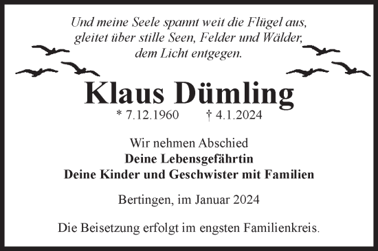 Traueranzeige von Klaus Dümling von Volksstimme Haldensleben/Wolmirstedt