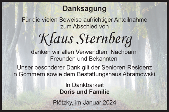 Traueranzeige von Klaus Sternberg von Volksstimme Schönebeck