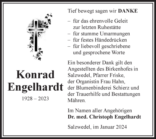 Traueranzeige von Konrad Engelhardt von Volksstimme Altmark West