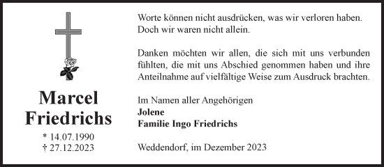 Traueranzeige von Marcel Friedrichs von Volksstimme Altmark West