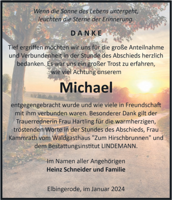 Traueranzeige von Michael  von Volksstimme Wernigerode