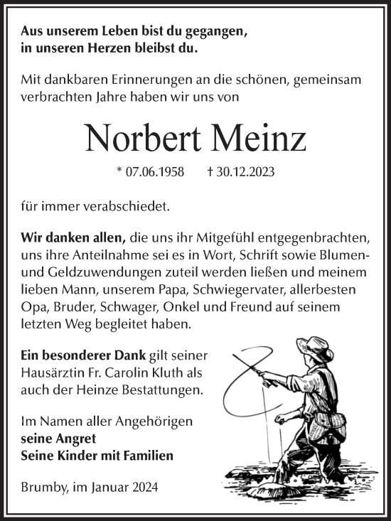 Traueranzeige von Norbert Meinz von Volksstimme Schönebeck
