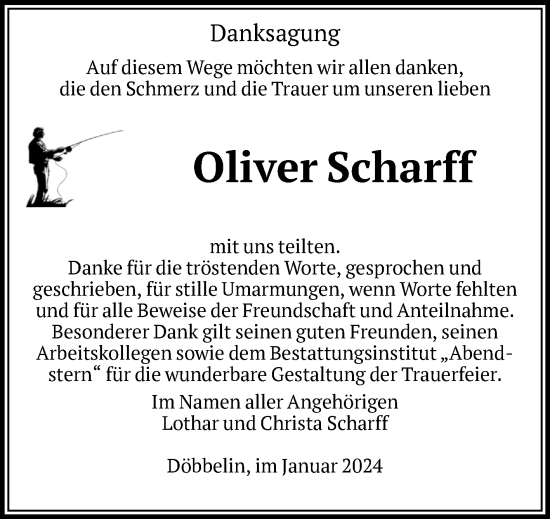 Traueranzeige von Oliver Scharff von Volksstimme Altmark Ost