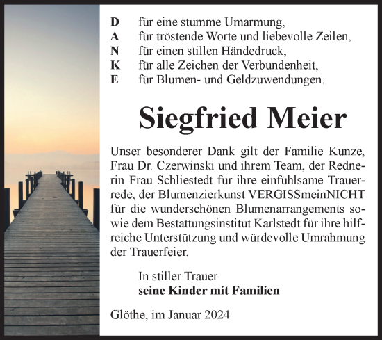 Traueranzeige von Siegfried Meier von Volksstimme Schönebeck