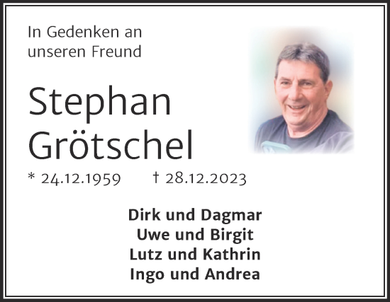 Traueranzeige von Stephan Grötschel von Trauerkombi Köthen