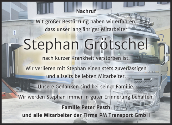Traueranzeige von Stephan Grötschel von Super Sonntag Köthen