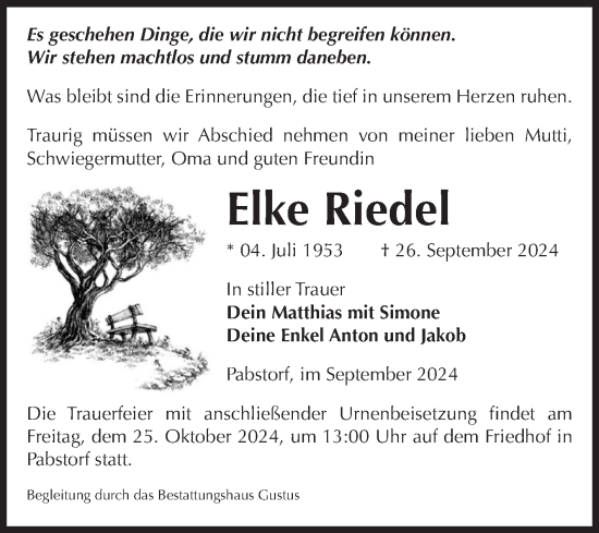 Traueranzeige von Eelke Riedel von Volksstimme Halberstadt