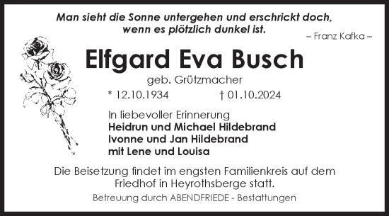Traueranzeige von Elfgard Eva Busch von Volksstimme Magdeburg