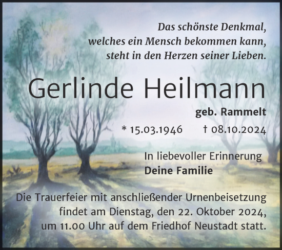Traueranzeige von Gerlinde Heilmann von Mitteldeutsche Zeitung Halle/Saalkreis