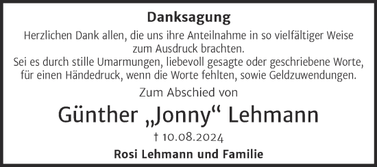 Traueranzeige von Günther Lehmann von Trauerkombi Dessau