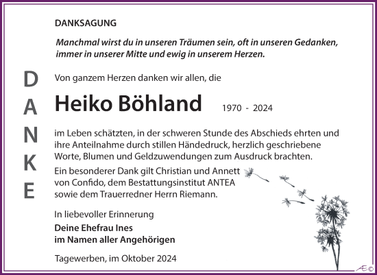 Traueranzeige von Heiko Böhland von Trauerkombi Weißenfels
