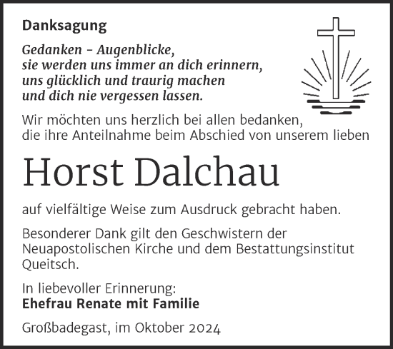 Traueranzeige von Horst Dalchau von Trauerkombi Köthen