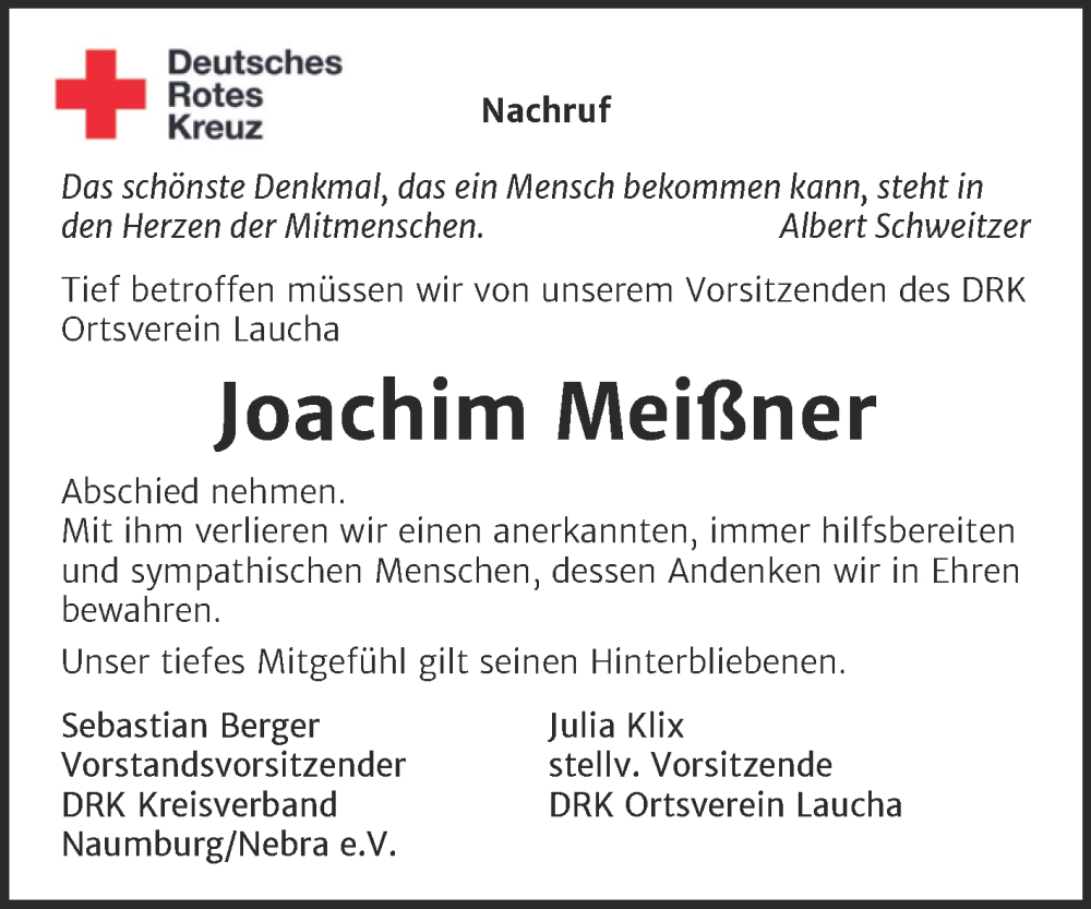  Traueranzeige für Joachim Meißner vom 07.10.2024 aus Naumburger Tageblatt
