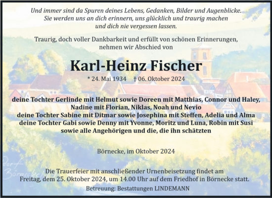 Traueranzeige von Karl-Heinz Fischer von Volksstimme Wernigerode
