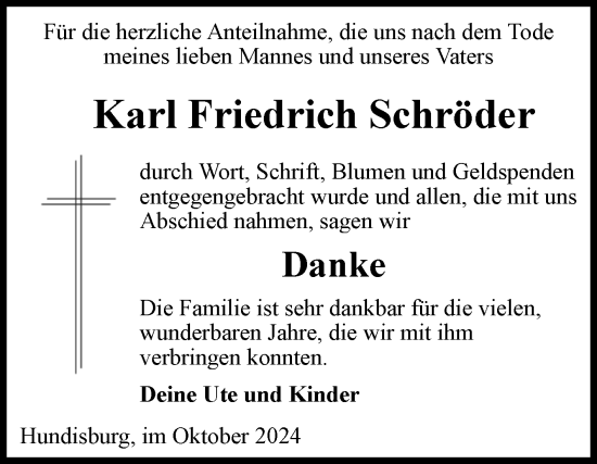 Traueranzeige von Karl Friedrich Schröder von Volksstimme Haldensleben/Wolmirstedt