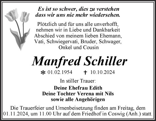 Traueranzeige von Manfred Schiller 